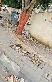 નિકોલના મોડેલ રોડની ફુટપાથ તુટી ગઈ